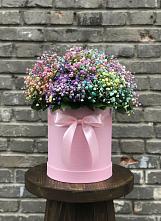 Цветочная композиция из Гипсофила и Розы в шляпной коробке #REPLACE_PRED# Сергиевское