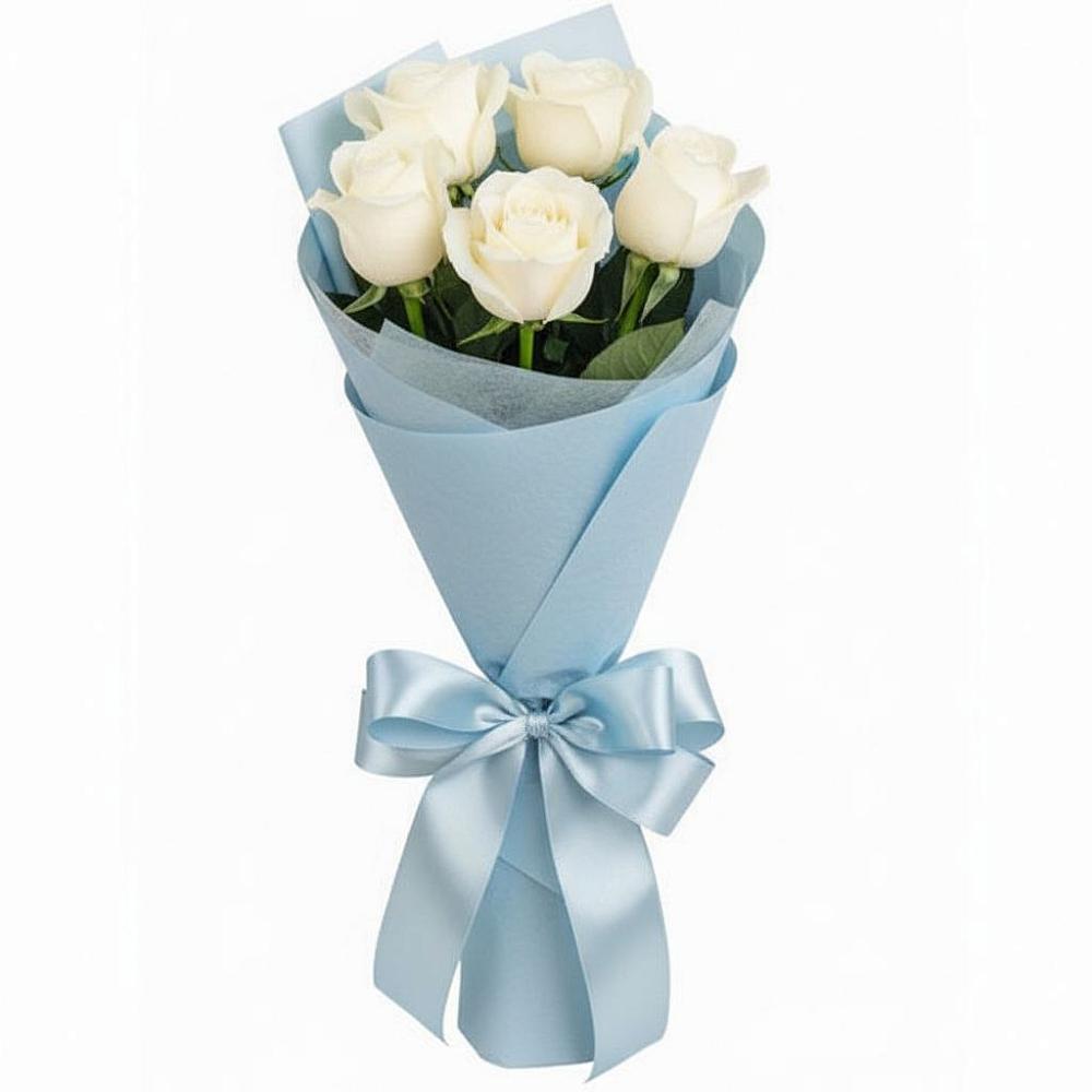 Букет 5 Белых роз Проуд в Сергиевское