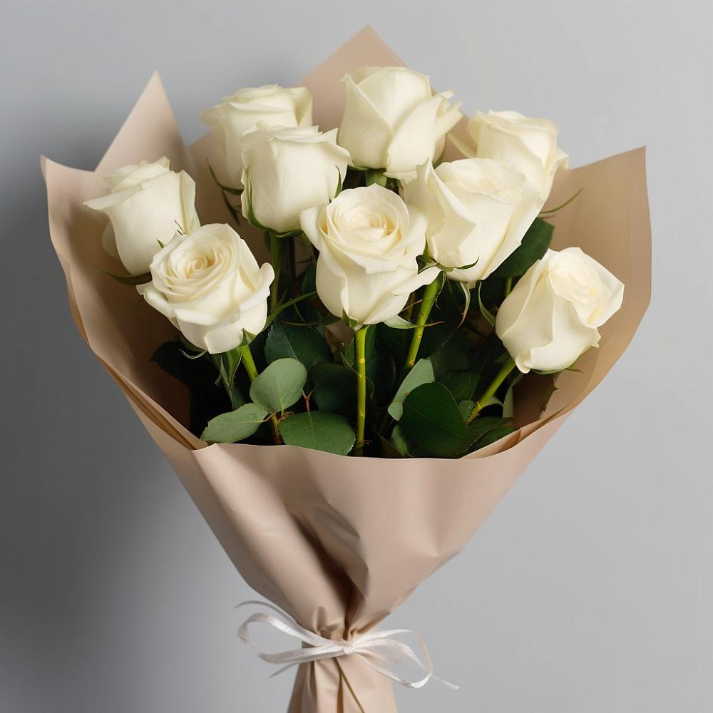 Букет 9 Белых роз Эдлесс Лав в Сергиевское