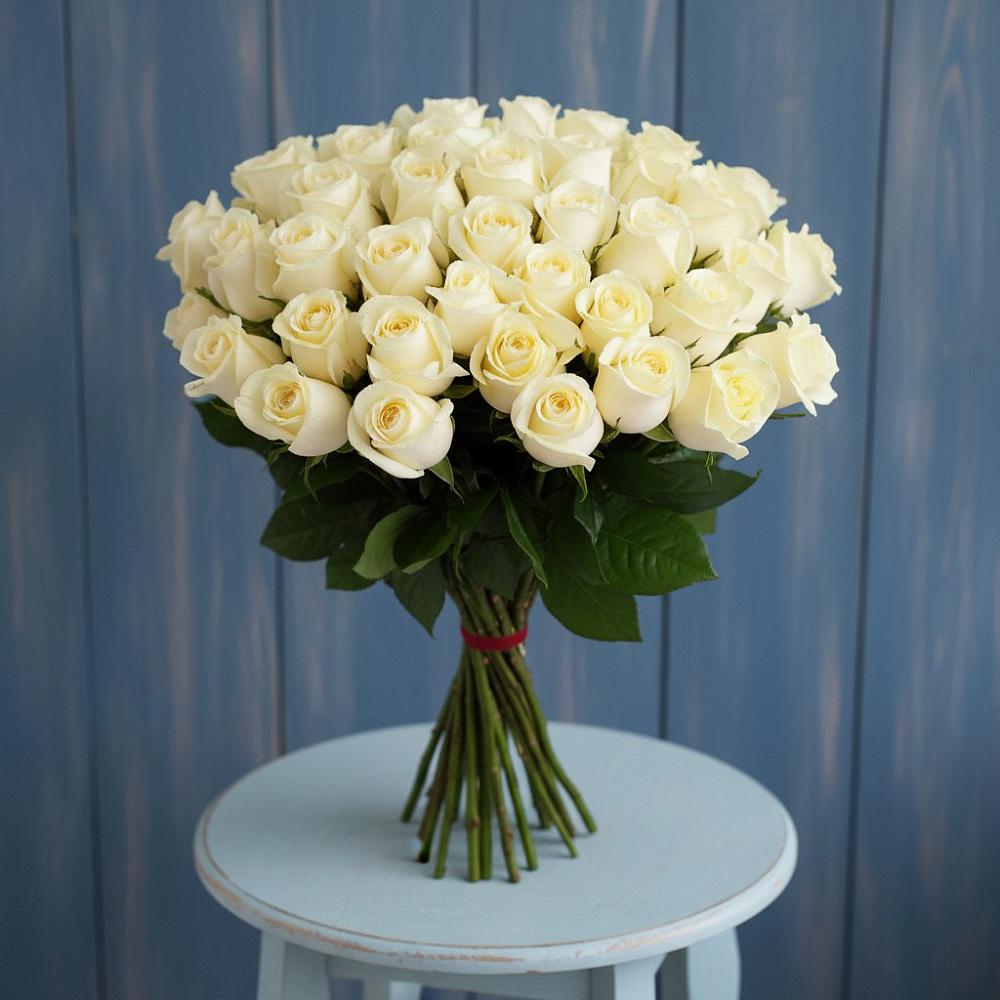 Букет 51 Белая роза Эдлесс Лав в Сергиевское