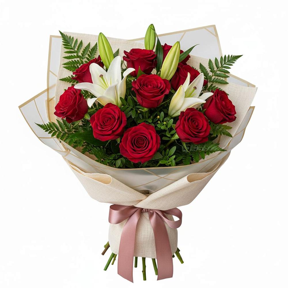 Букет цветов из: Лилии и Розы в Сергиевское