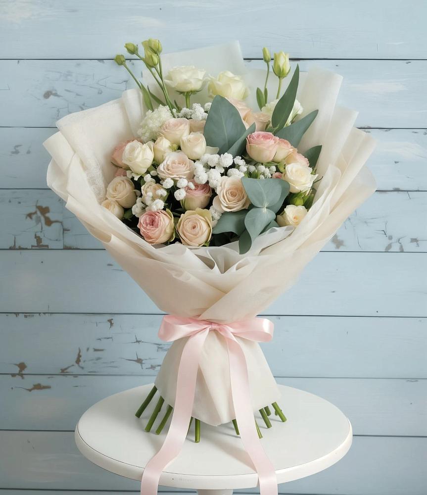 Букет цветов из: Розы и Лизиантусы в Сергиевское