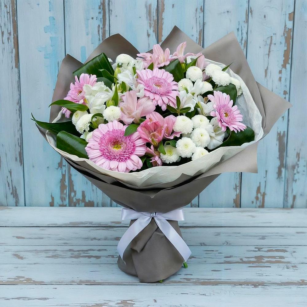 Букет цветов из: Герберы, Альстромерии и Хризантемы в Сергиевское
