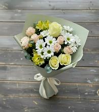 Букет цветов из:  Альстромерии, Розы и Хризантемы в Сергиевское
