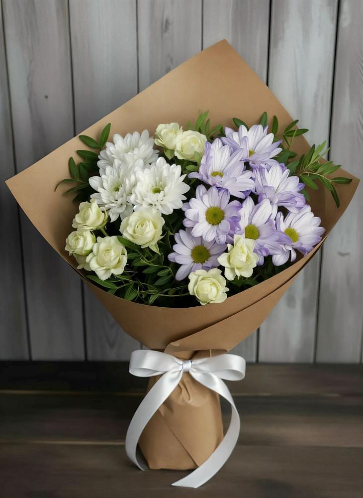 Букет цветов из: Хризантемы и Розы в Сергиевское